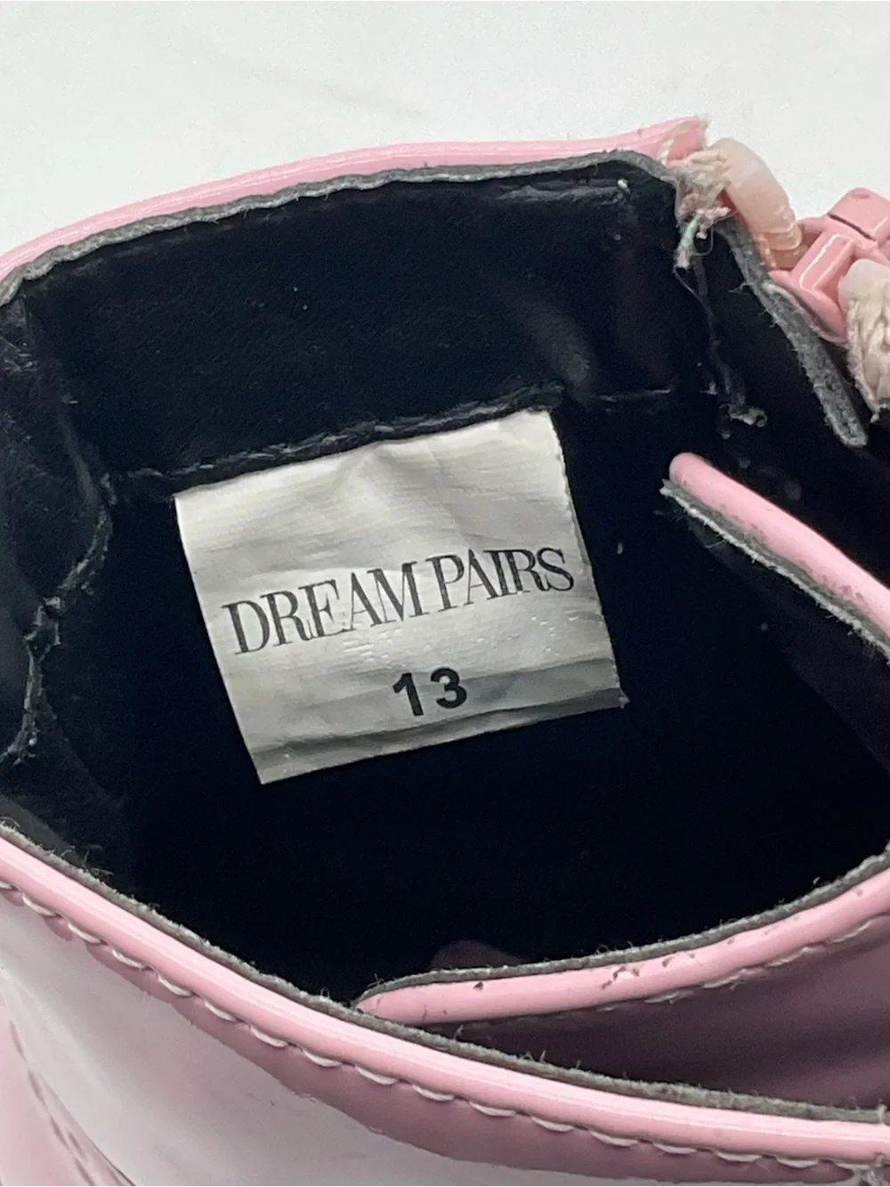 DREAM PAIRS Kids Size 13 Pink Patent Combat Boots Lace Up Side Zip Girls